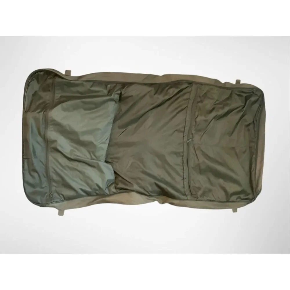 Vintage JEEP Wrangler Army Olive Green & Tan Canvas Garment Bag Travel Equipment